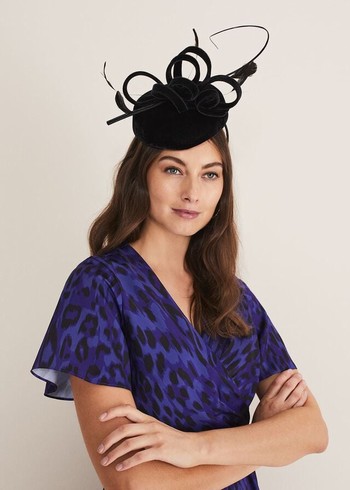 Phase Eight Velvet Pillbox Fascinator Hats Black Canada | PBTSYW-075